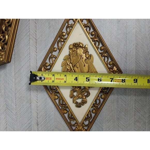 Vintage Syroco Gold Diamond Wall Plaques Neoclassical 4271 MCM Decor Set of 4 - Picture 9 of 9